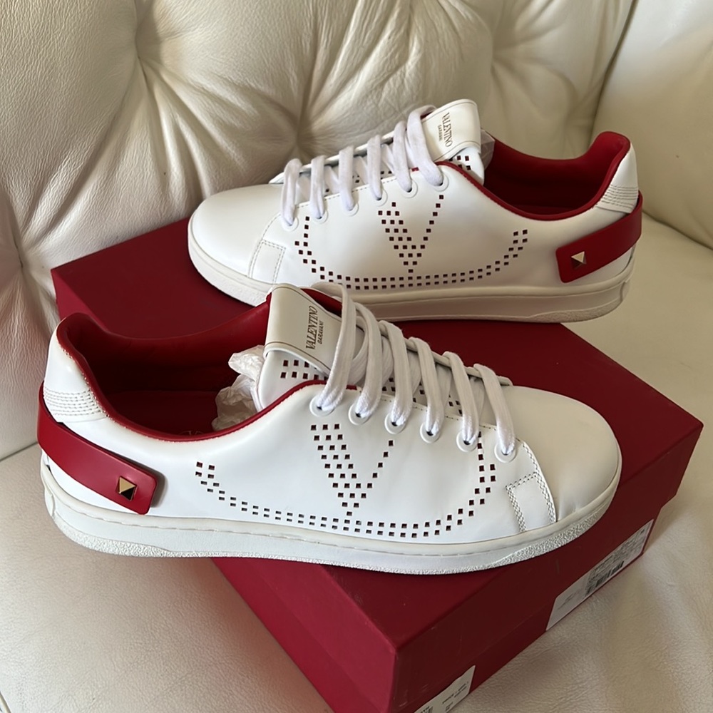 Valentino Garavani Rockstud White/Red Sneakers